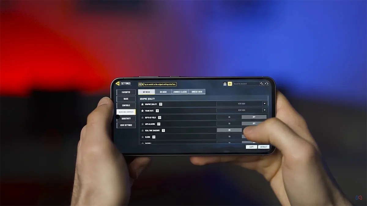 تست تنظیمات بازی کالاف دیوتی موبایل