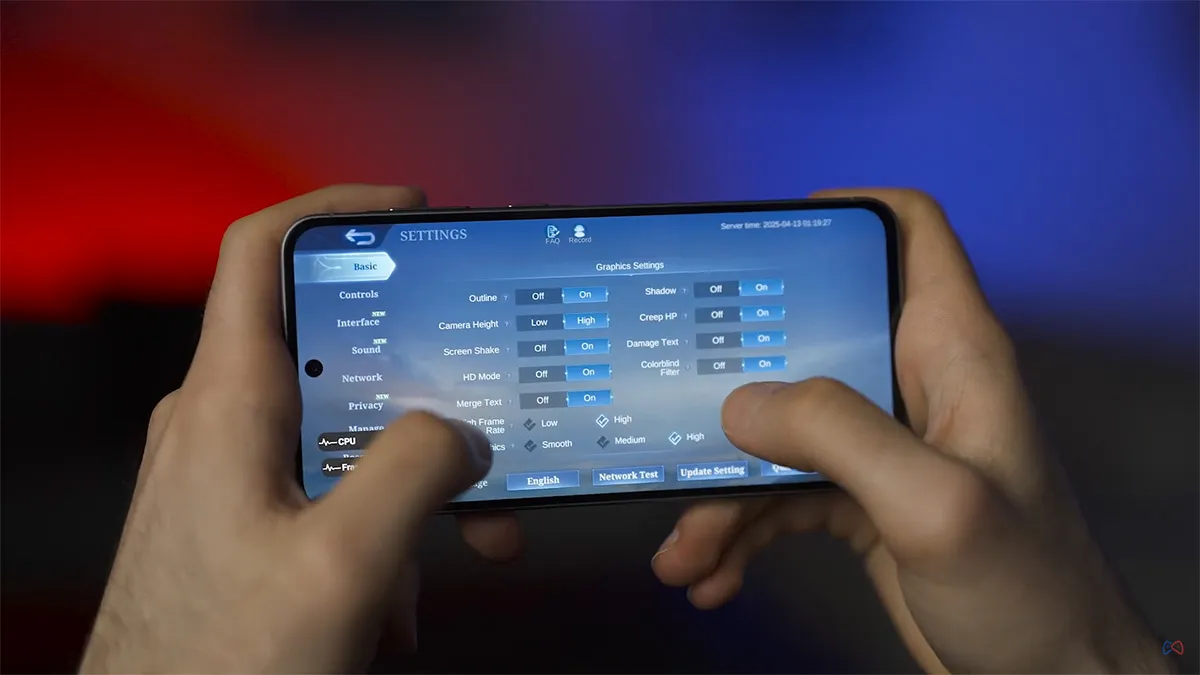 samsung a56 gaming test mobile legends setting تست گیمینگ گوشی Samsung A56