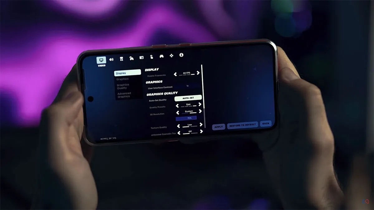 تنظیمات بازی Fortnite Mobile