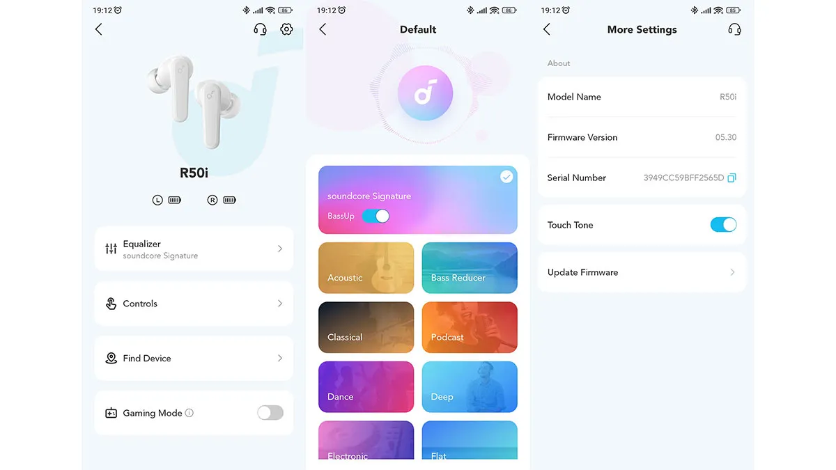 عملکرد اپلیکیشن Soundcore هندزفری انکر R50i